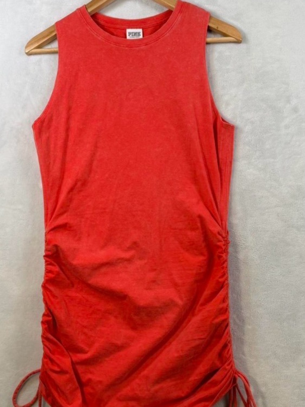 PINK Victoria's Secret Red Sleeveless Ruched-Side Mini Dress red/ orange size M